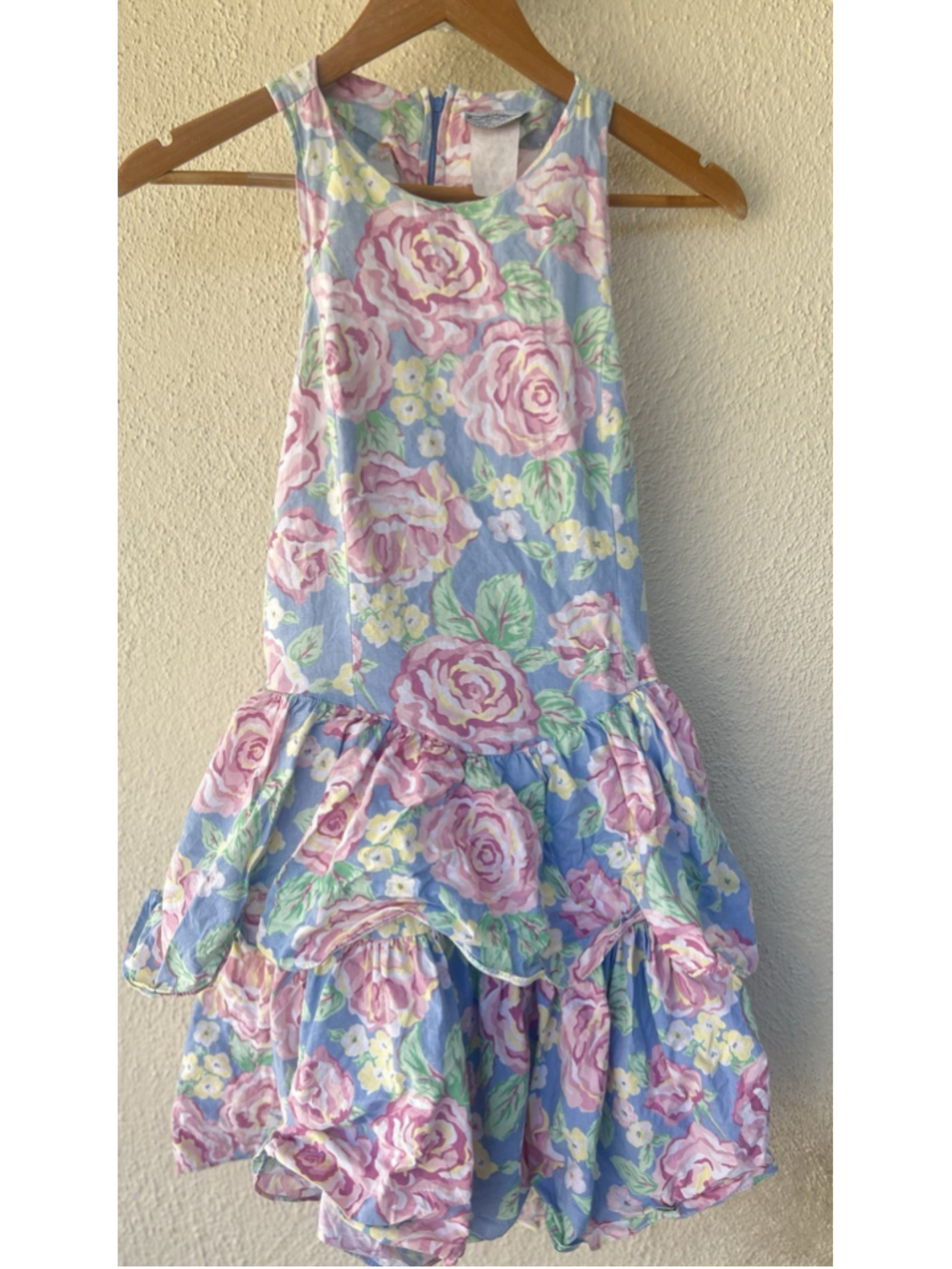 VTG Bill Berman Jodi Schwartz California Floral Tiered Ruffle Dress Garden Tea
